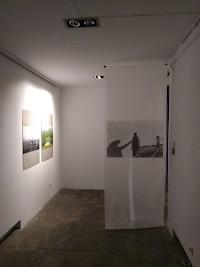 Exhibition view, with works by Wanda MIhuleac (left) and Patricia Morosan (right)