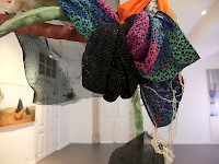 JULIEN CREUZET We were Clouds of a black cloud, following the twilight of a renewing sun. To hold is the clone of the hold on the sea, on the road, praise, mirage, There is love in the future , 2019 Plastic, fabrics, strings, electrical wiring, seashell