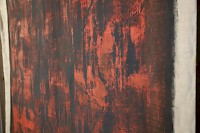 Gilles Zark LE SUAIRE DE LISBONNE 2022 Acrylique sur toile, impressions de pierres du laboratoire LNEG /Musée de Géologie Lisbonne (4,42 x 1,13m)